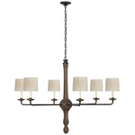 Suzanna Chandelier - Vintage Oak / Aged Iron / Natural Linen Pleated