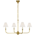 Piaf Chain Hung Chandelier - Hand-Rubbed Antique Brass / Linen
