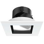 Aether 2 inch Square Adjustable Downlight with Trim - White / Black Reflector