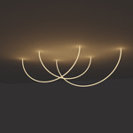 Trapeze Wave Static White Oval Chandelier, 48 inch W / 120 inch L - Satin Nickel / White