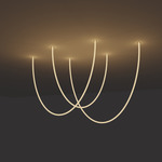 Trapeze Wave Static White Oval Chandelier, 36 inch W / 96 inch L - Satin Nickel / White