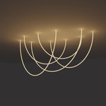 Trapeze Wave Static White Oval Chandelier, 48 inch W / 120 inch L - Satin Nickel / White