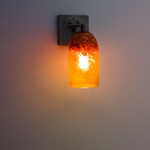 Rose Craftsman Sconce - Iron / Light Amber Glass