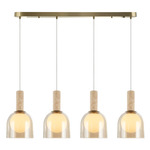 Juna Linear Multi-Light Pendant - Brass / Amber / White