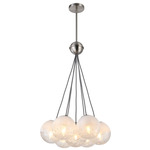 Moonlight Cluster Pendant - Satin Nickel / White to Clear Ombre
