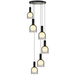 Juna Round Multi-Light Pendant - Black / Smoke / White