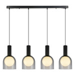Juna Linear Multi-Light Pendant - Black / Smoke / White