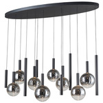 Modella Color-Select Oval Multi-Light Pendant - Black / Smoke Reflective to Clear