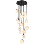 Nightfall Round Multi-Light Pendant - Black / White Swirl