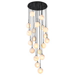 Nightfall Round Multi-Light Pendant - Black / White Swirl