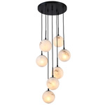 Nightfall Round Multi-Light Pendant - Black / White Swirl
