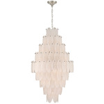 Serena Long Chandelier - Satin Nickel / White