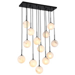 Nightfall Rectangular Multi-Light Pendant - Black / White Swirl