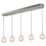 Moonlight Linear Multi-Light Pendant - Satin Nickel / White to Clear Ombre