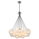 Moonlight Cluster Pendant - Satin Nickel / White to Clear Ombre