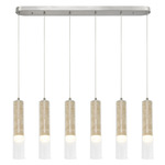 Zara Color-Select Linear Multi-Light Pendant - Brushed Nickel / Travertine