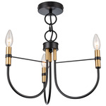 Foundry Semi Flush Ceiling Light - Black / Brass