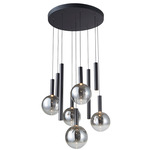 Modella Color-Select Round Multi-Light Pendant - Black / Smoke Reflective to Clear