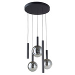 Modella Color-Select Round Multi-Light Pendant - Black / Smoke Reflective to Clear