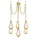 Ova Multi Drop Chandelier - Antique Brass / Opal