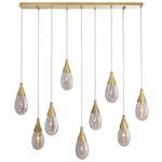 Giselle Linear Multi-Light Chandelier - Antique Brass / Smoke Luster