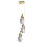 Giselle Round Multi-Light Chandelier - Antique Brass / Smoke Luster