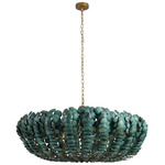 Bilal Round Chandelier - Antique Brass / Eucalyptus