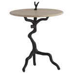 Daphne End Table - Bronze / Travertine
