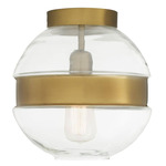 Garrison Ceiling Flush Light - Antique Brass / Clear