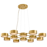 Wright Grid Chandelier - Antique Brass / White Onyx
