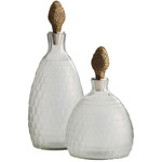 Ophis Decanters Set of 2 - Antique Brass / Frosted