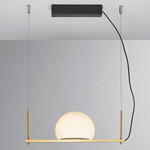Circ Linear Pendant - Satin Gold / White