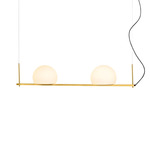 Circ Linear Pendant - Satin Gold / White