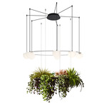Circ Round Pendant with Faux Vegetation - Matte Black / White