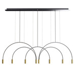 Volta Linear Multi-Light Pendant - Black Canopy / Gold