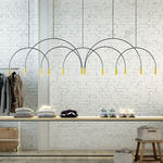 Volta Linear Multi-Light Pendant - White Canopy / Gold