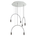 Volta Round Multi Light Pendant - White Canopy / Black