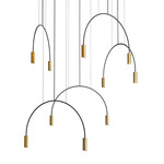 Volta Round Multi Light Pendant - Black Canopy / Gold