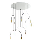 Volta Round Multi Light Pendant - White Canopy / Gold