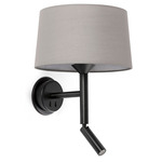Windsor Reading Wall Sconce - Grey Fabric / Matte Black