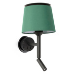 Savoy Reading Wall Sconce - Matte Black / Green