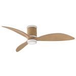 Marin Smart Flush Ceiling Fan with Light - Matte White / Natural