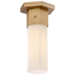 Facet Semi Flush Ceiling Light - Heritage Brass / Etched Opal