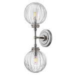 Helene Double Wall Sconce - Polished Nickel / Ribbed