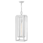 Republic 120V Tall Outdoor Pendant - Textured White / Clear Seedy