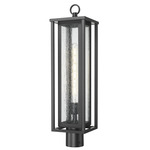 Ashland Outdoor Post Light - Matte Black / Seedy Glass