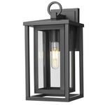 Ashland Outdoor Wall Light - Matte Black / Clear Seedy