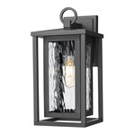 Ashland Outdoor Wall Light - Matte Black / Water Glass