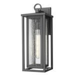 Ashland Outdoor Wall Light - Matte Black / Seedy Glass