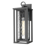 Ashland Outdoor Wall Light - Matte Black / Water Glass